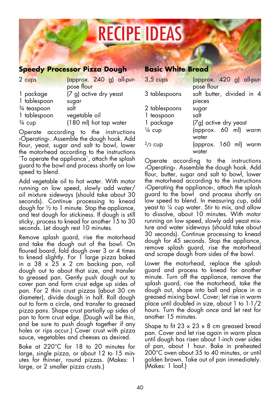 Recipe ideas | Gastroback 40969 Design Stand Mixer Advanced User Manual | Page 14 / 22