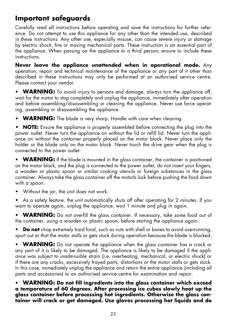 Important safeguards | Gastroback 40985 Design Classic Digital Mixer User Manual | Page 5 / 16