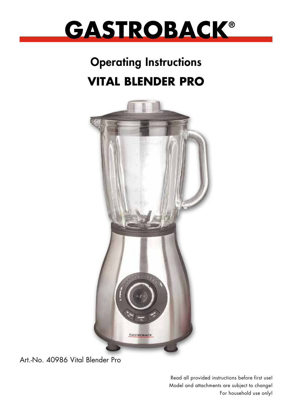 Gastroback 40986 Vital Mixer Pro User Manual | 36 pages