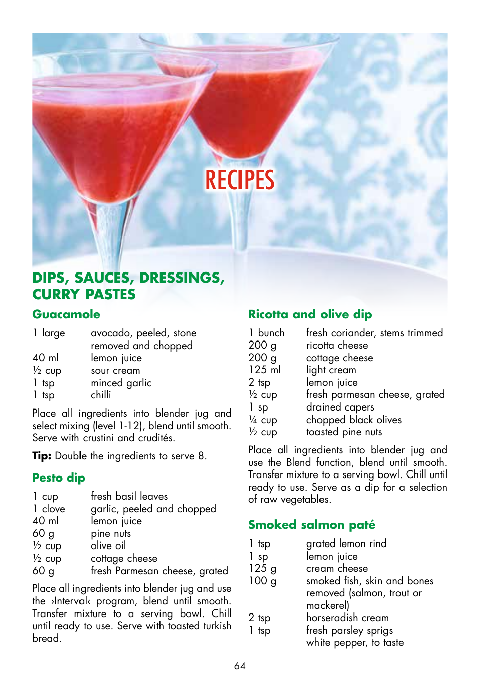 Recipes, Dips, sauces, dressings, curry pastes | Gastroback 40986 Vital Mixer Pro User Manual | Page 24 / 36
