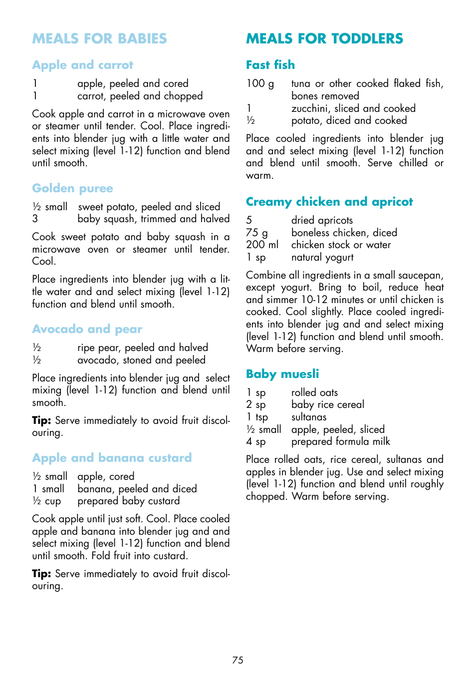 Meals for babies, Meals for toddlers | Gastroback 40986 Vital Mixer Pro User Manual | Page 35 / 36