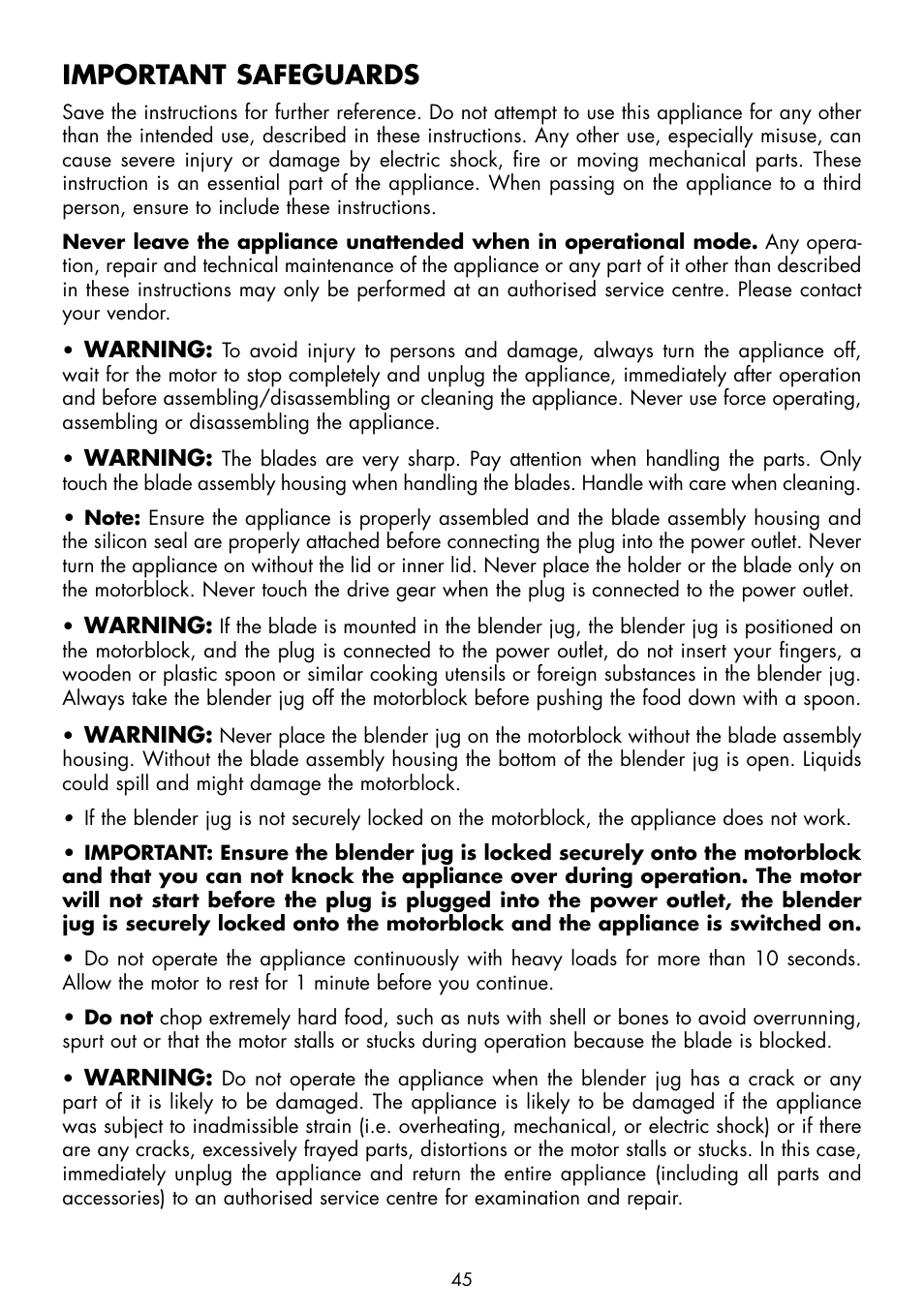Important safeguards | Gastroback 40986 Vital Mixer Pro User Manual | Page 5 / 36
