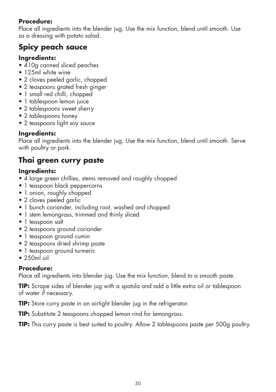 Spicy peach sauce, Thai green curry paste | Gastroback 41019 - Cook & Mix User Manual | Page 22 / 28