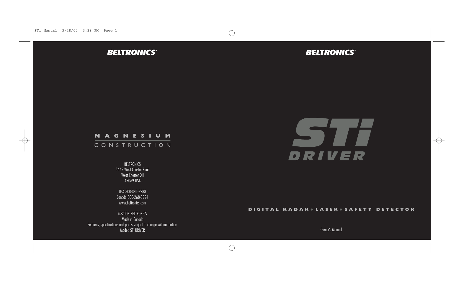 Beltronics STi DRIVER User Manual | 16 pages