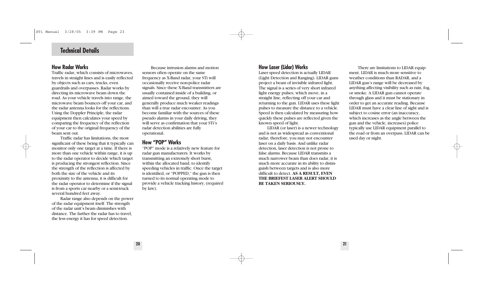 Technical details | Beltronics STi DRIVER User Manual | Page 12 / 16