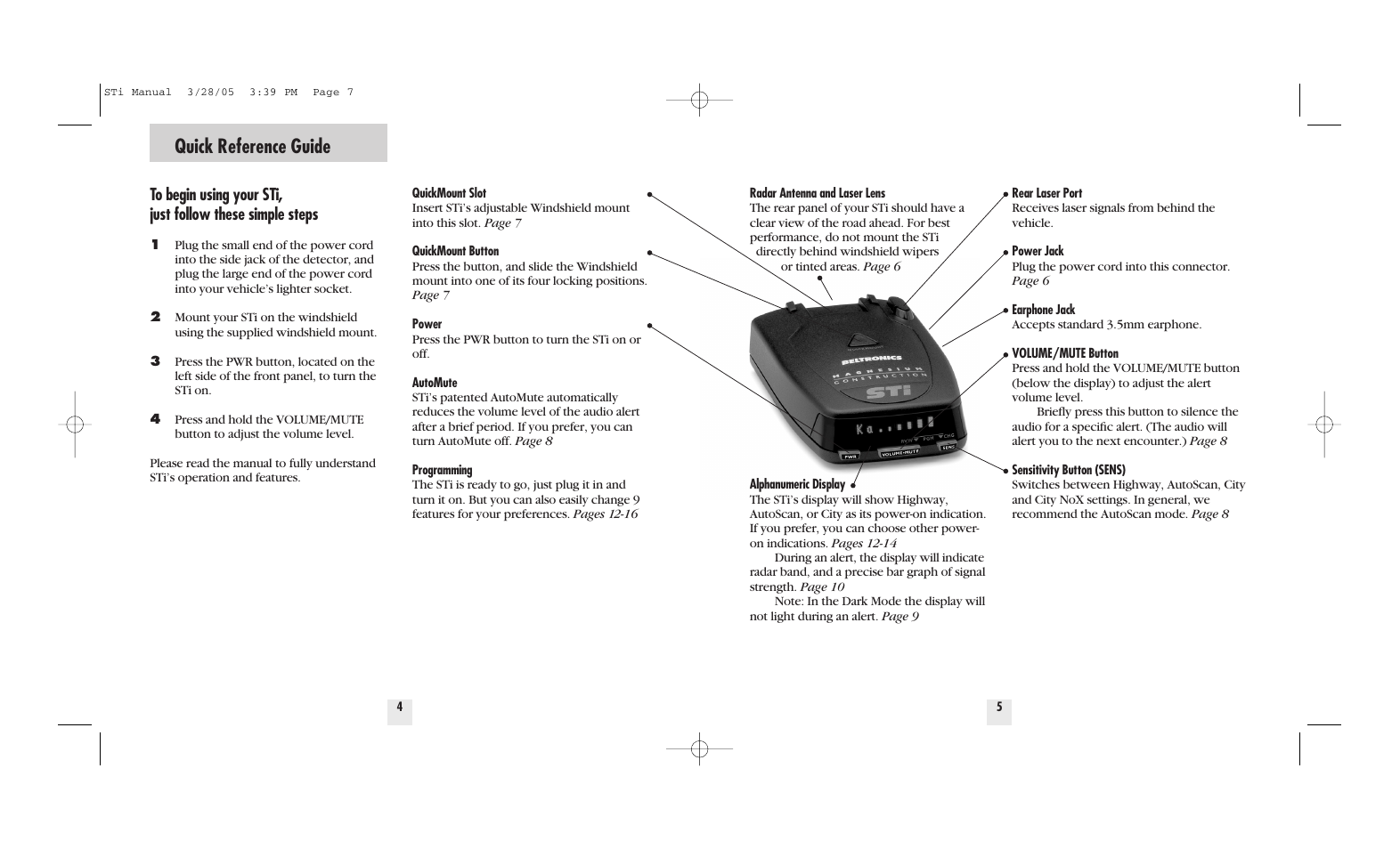 Quick reference guide | Beltronics STi DRIVER User Manual | Page 4 / 16