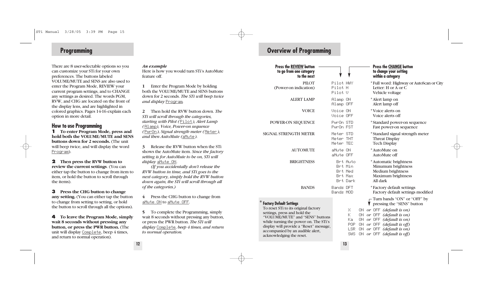 Programming, Overview of programming, How to use programming | Beltronics STi DRIVER User Manual | Page 8 / 16