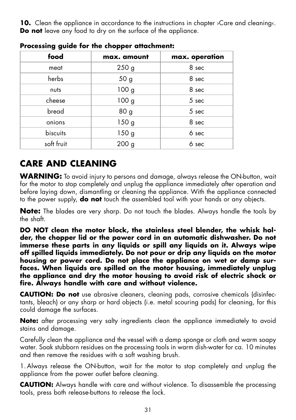 Care and cleaning | Gastroback 40975 Design Hand Blender Advanced Pro User Manual | Page 14 / 17