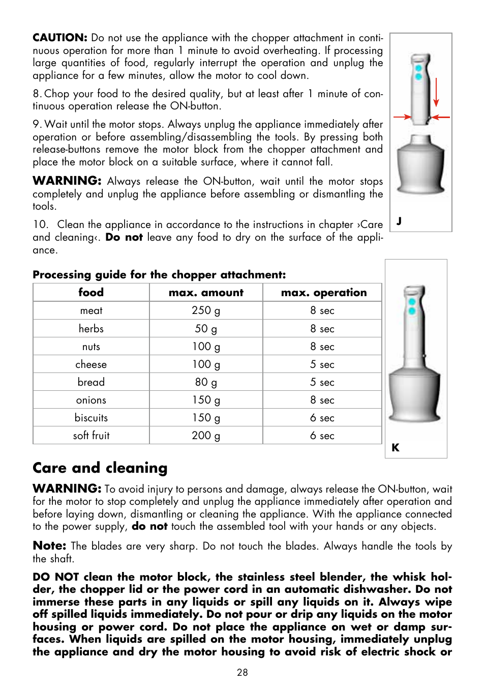 Care and cleaning | Gastroback 40974 Design Hand Blender Advanced User Manual | Page 12 / 14