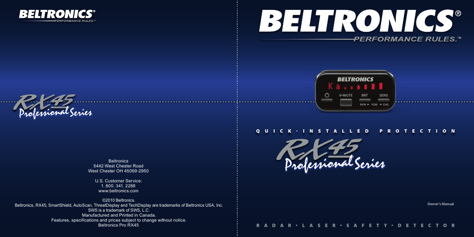 Beltronics RX45 User Manual | 16 pages