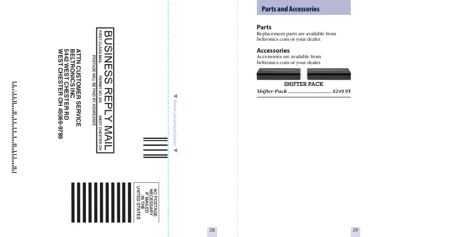 Parts and accessories | Beltronics RX45 User Manual | Page 16 / 16