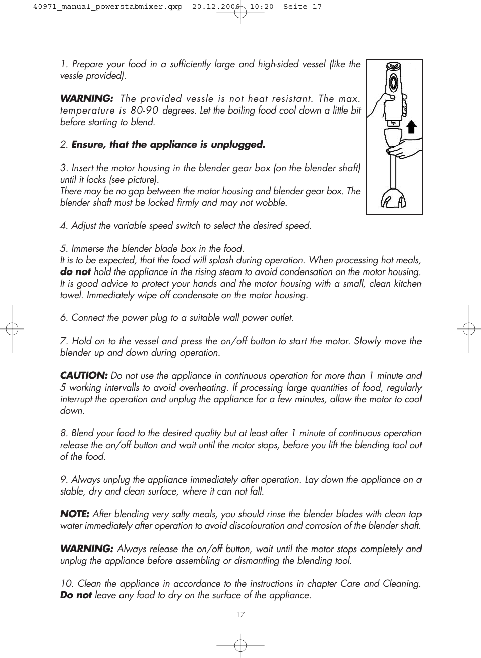 Gastroback 40971 Power Hand Blender Home Culture User Manual | Page 6 / 9