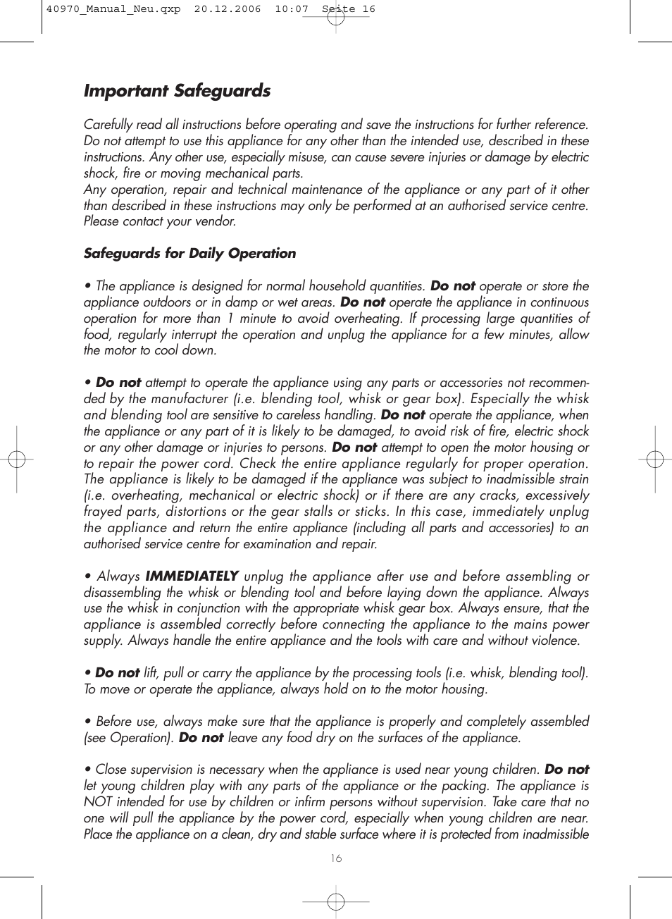 Important safeguards | Gastroback 40970 Design Hand Blender Home Culture User Manual | Page 3 / 11