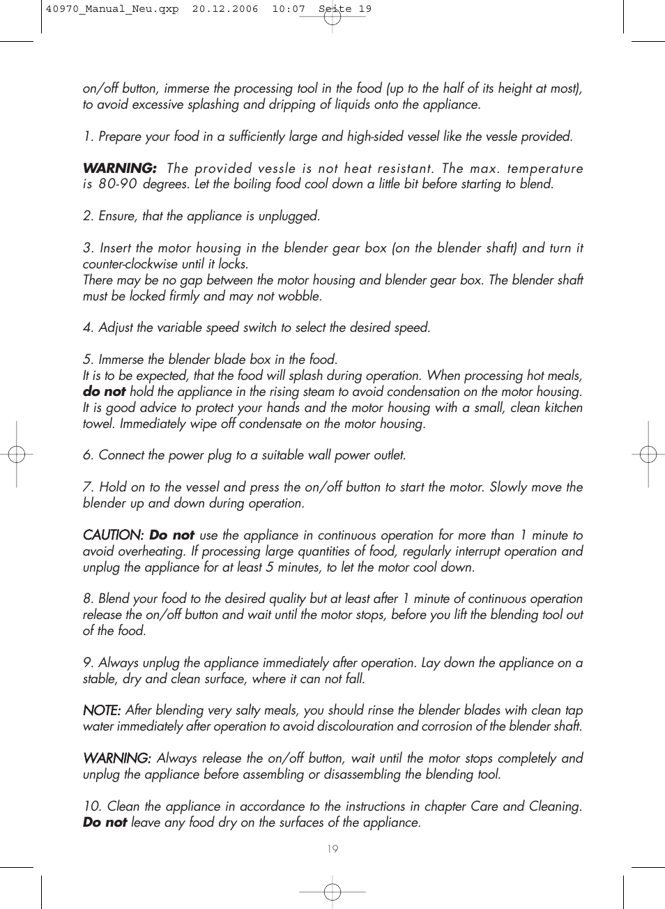 Gastroback 40970 Design Hand Blender Home Culture User Manual | Page 6 / 11