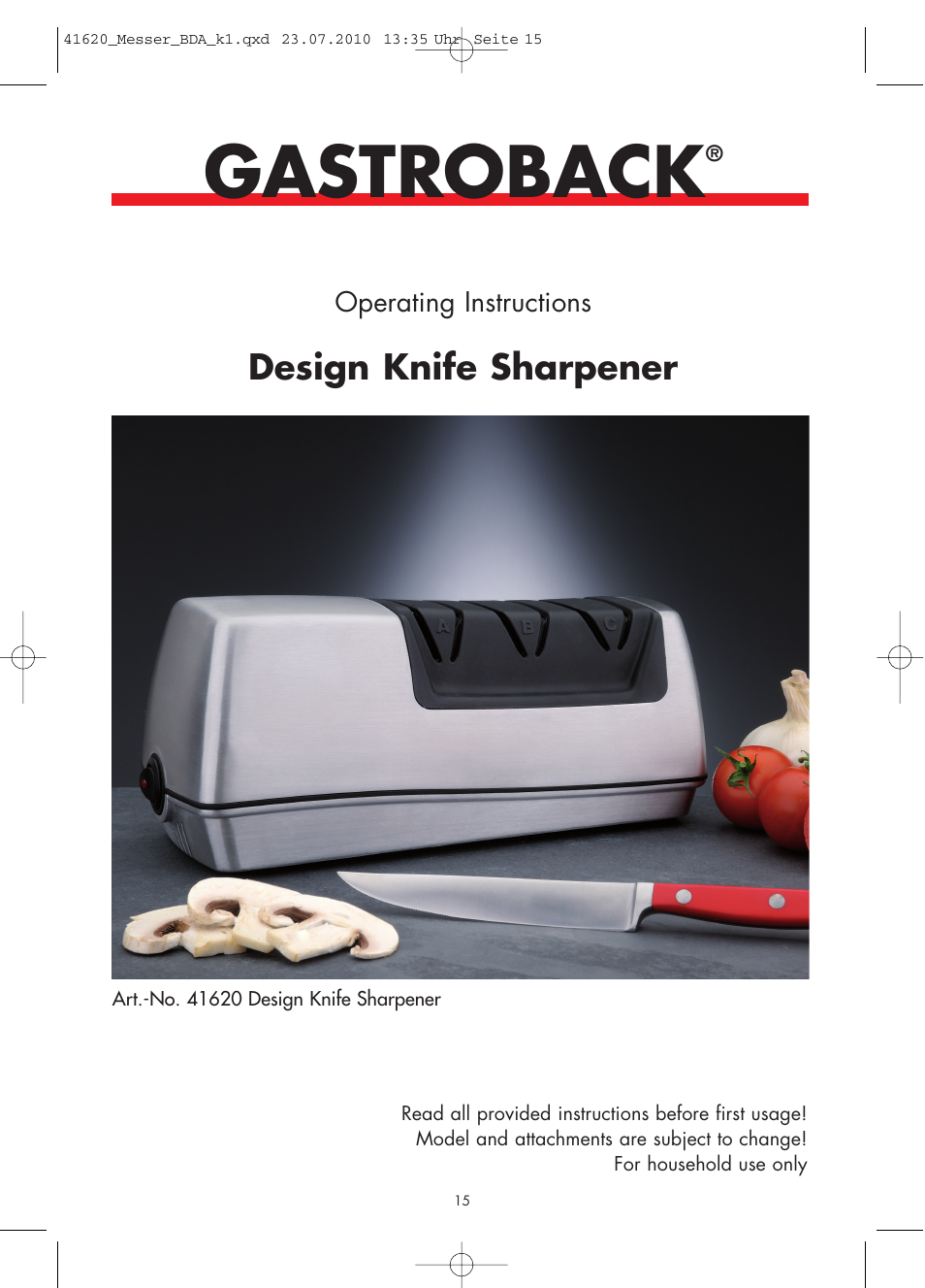 Gastroback 41620 Design Knife Sharpener User Manual | 14 pages