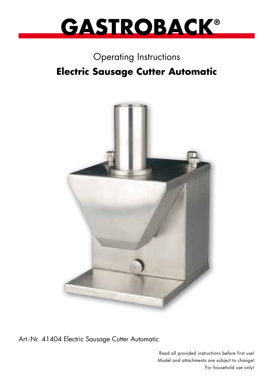 Gastroback 41404 Electric Sausage Cutter Automatic User Manual | 10 pages