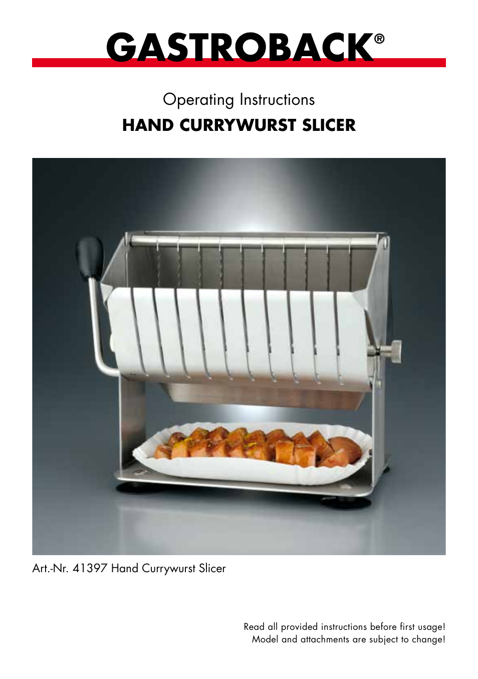 Gastroback 41397 Hand Currywurst Slicer User Manual | 4 pages