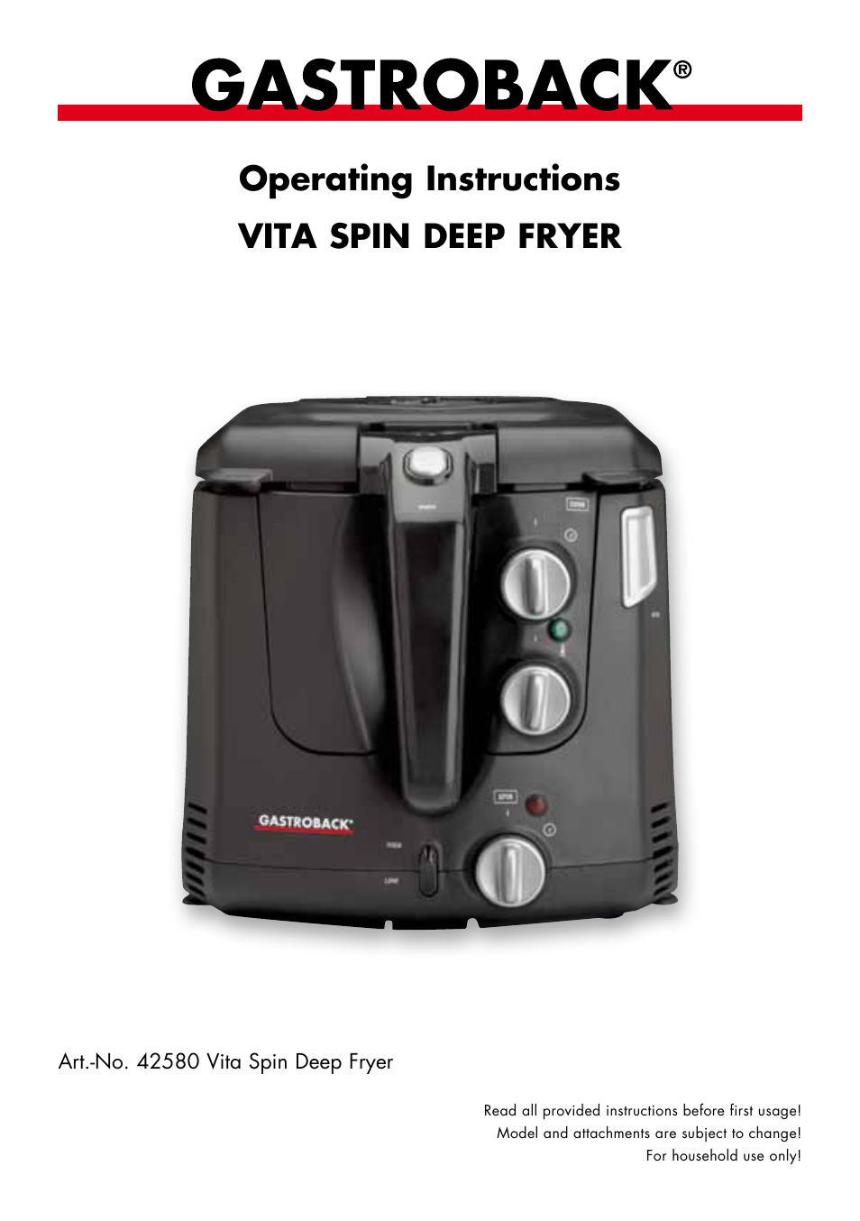 Gastroback 42580 Vita-Spin-Fryer User Manual | 23 pages