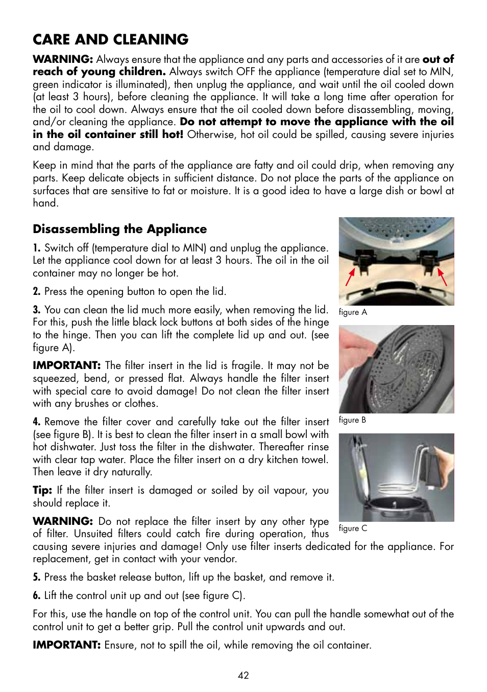 Care and cleaning | Gastroback 42580 Vita-Spin-Fryer User Manual | Page 18 / 23