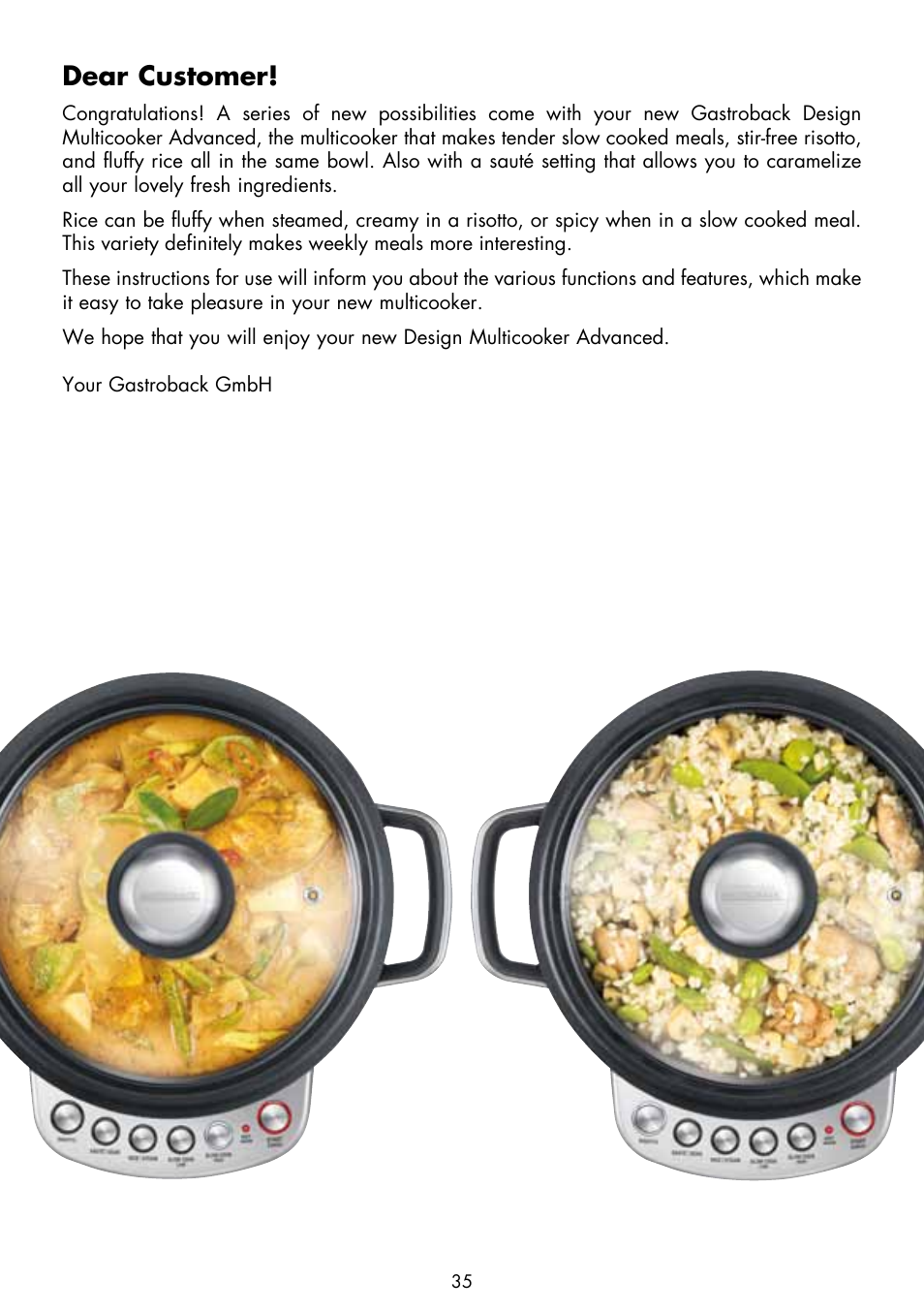 Dear customer | Gastroback 42538 Design Multicooker Advanced User Manual | Page 3 / 30