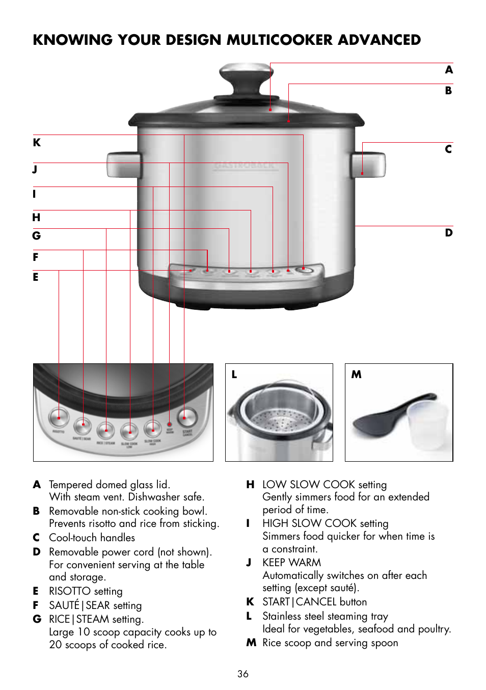 Knowing your design multicooker advanced | Gastroback 42538 Design Multicooker Advanced User Manual | Page 4 / 30