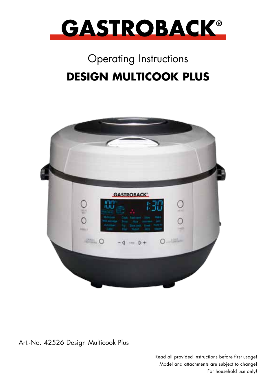 Gastroback 42526 Design Multicook Plus User Manual | 38 pages