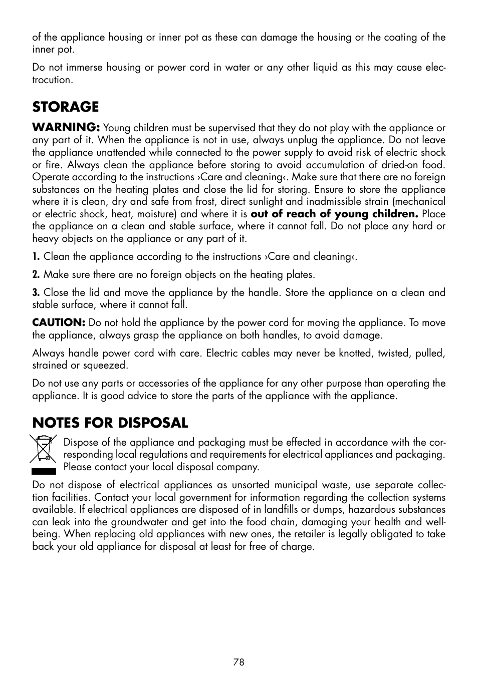 Storage | Gastroback 42526 Design Multicook Plus User Manual | Page 36 / 38