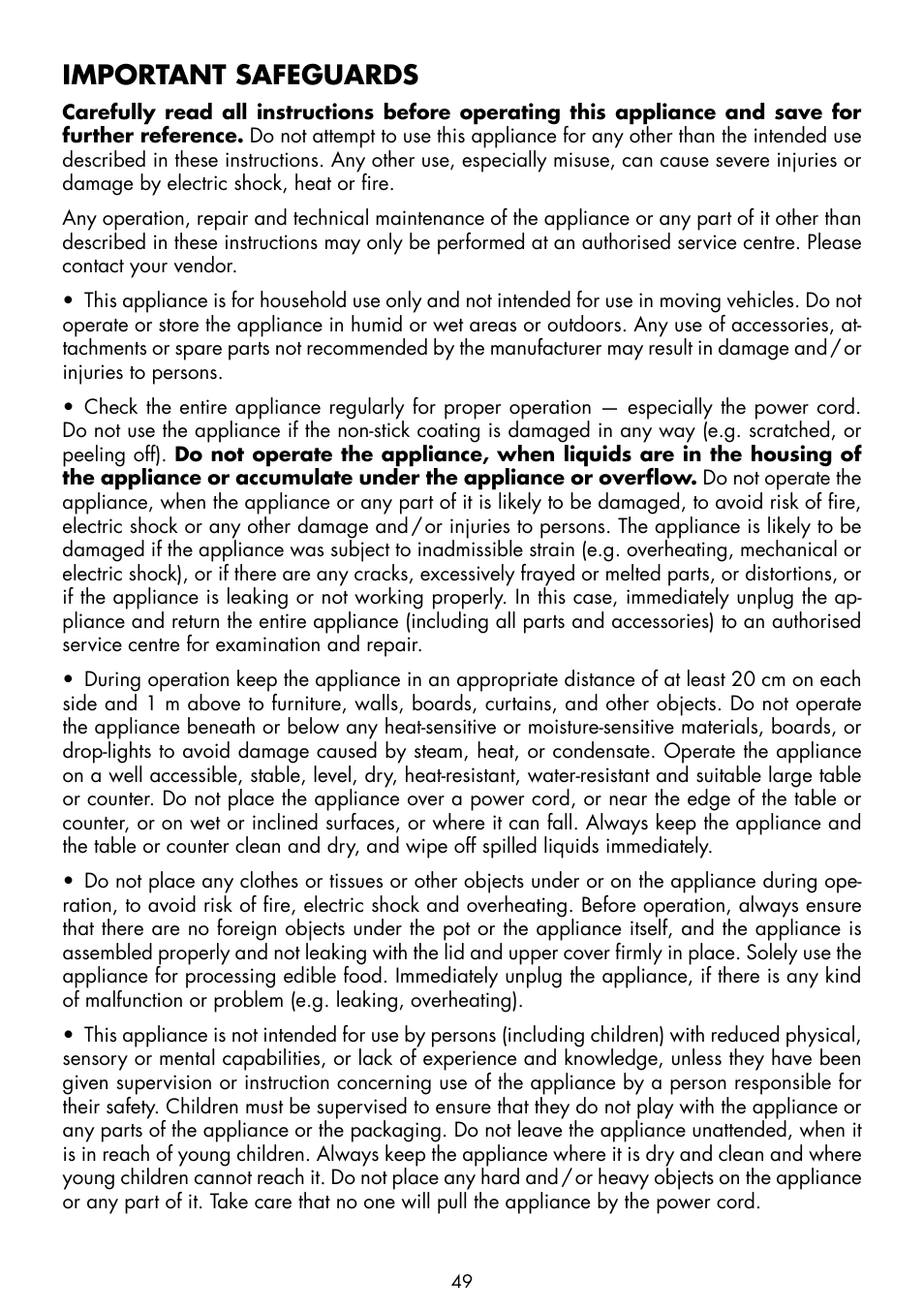 Important safeguards | Gastroback 42526 Design Multicook Plus User Manual | Page 7 / 38