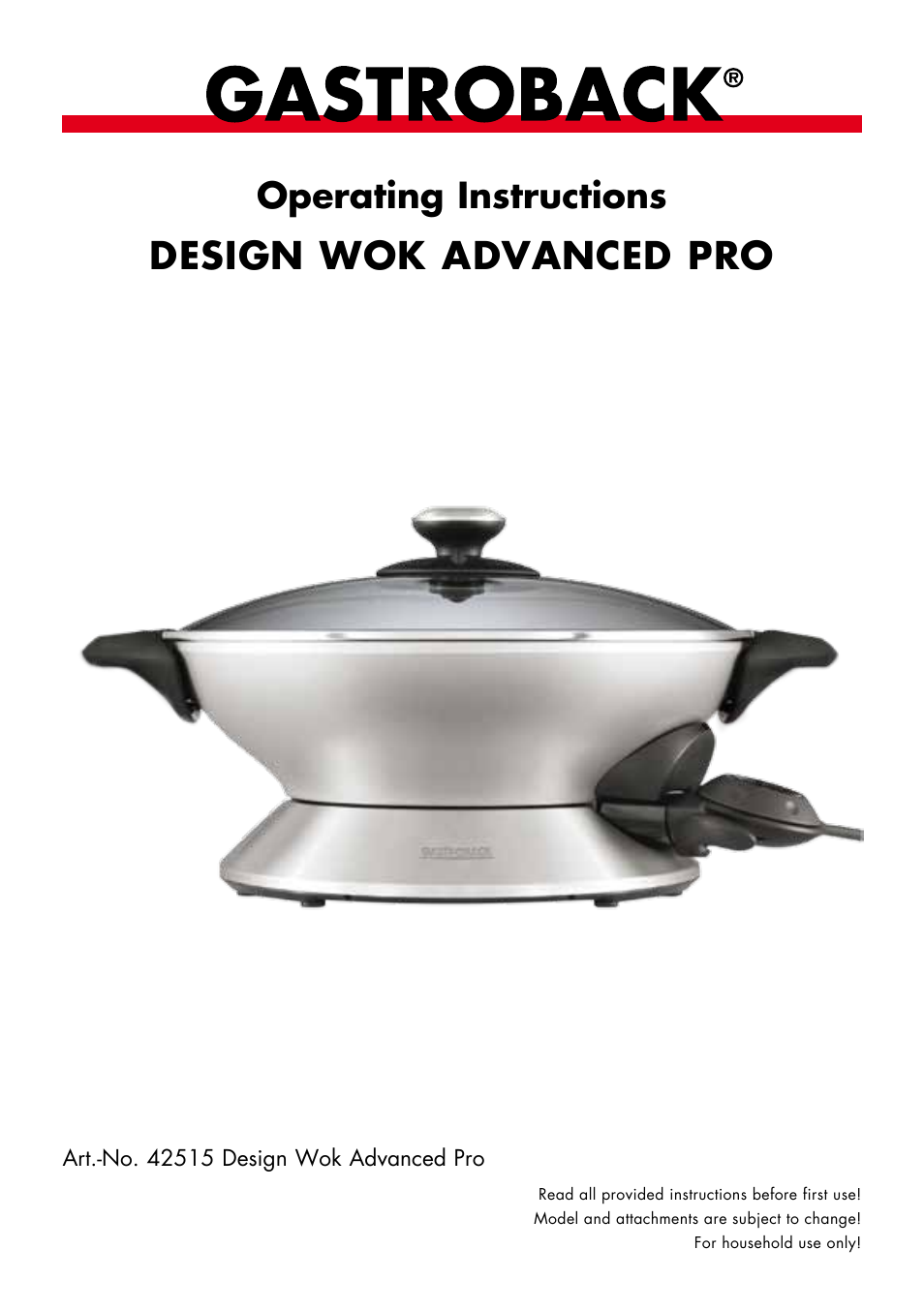 Gastroback 42515 Design Wok Advanced Pro User Manual | 34 pages