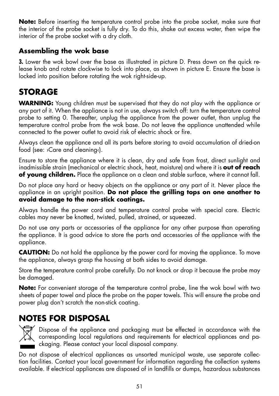 Storage | Gastroback 42515 Design Wok Advanced Pro User Manual | Page 13 / 34