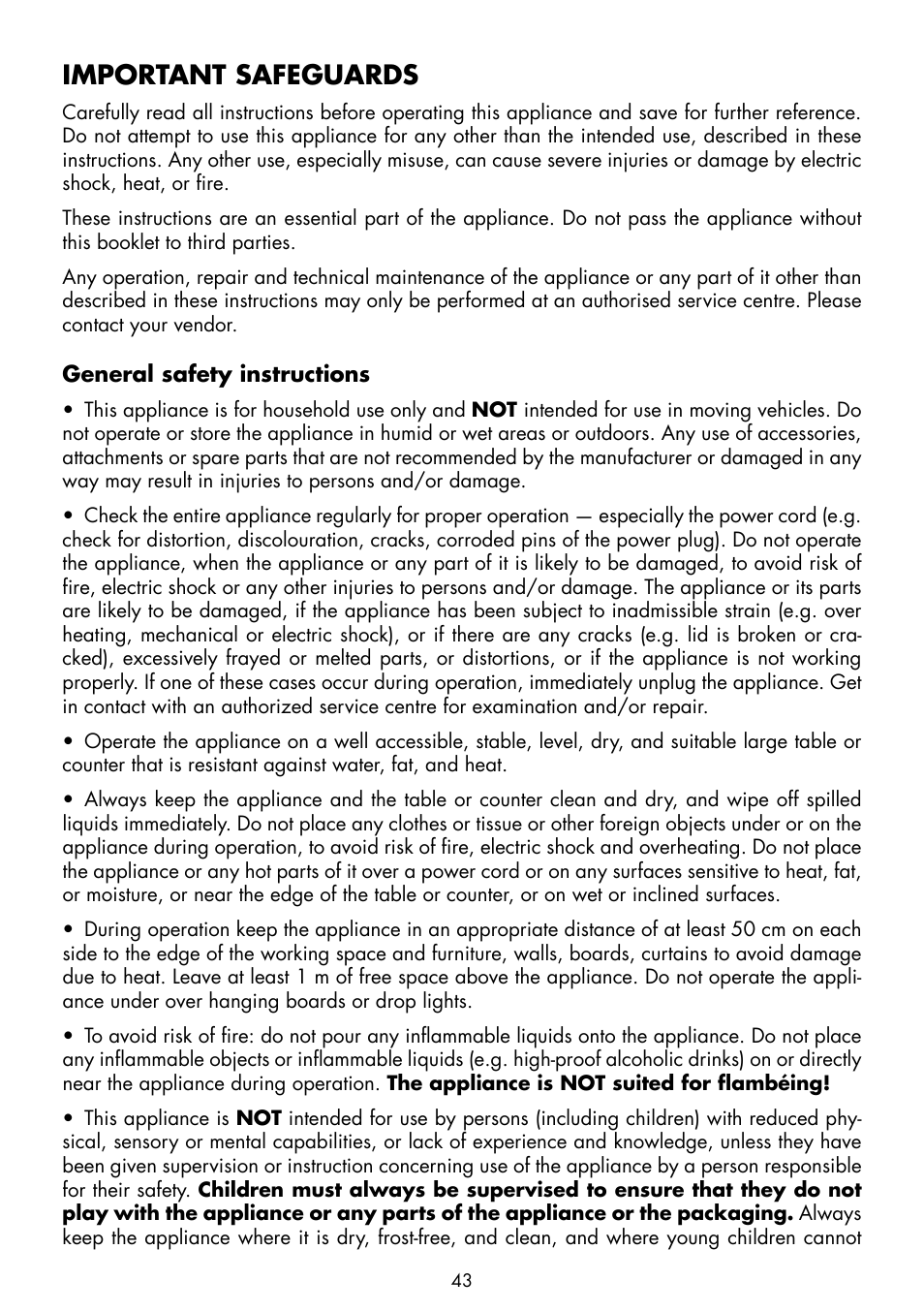 Important safeguards | Gastroback 42515 Design Wok Advanced Pro User Manual | Page 5 / 34