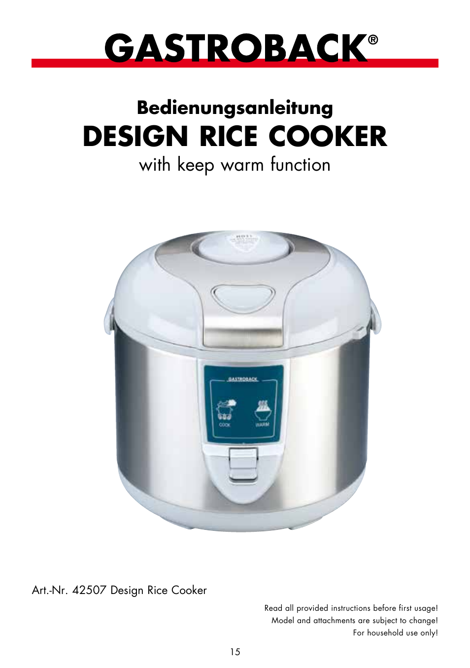 Gastroback 42507 Design Rice Cooker User Manual | 14 pages