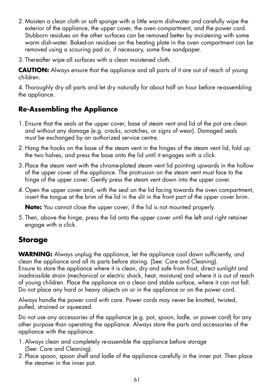 Storage | Gastroback 42525 Multi - Cook User Manual | Page 25 / 30