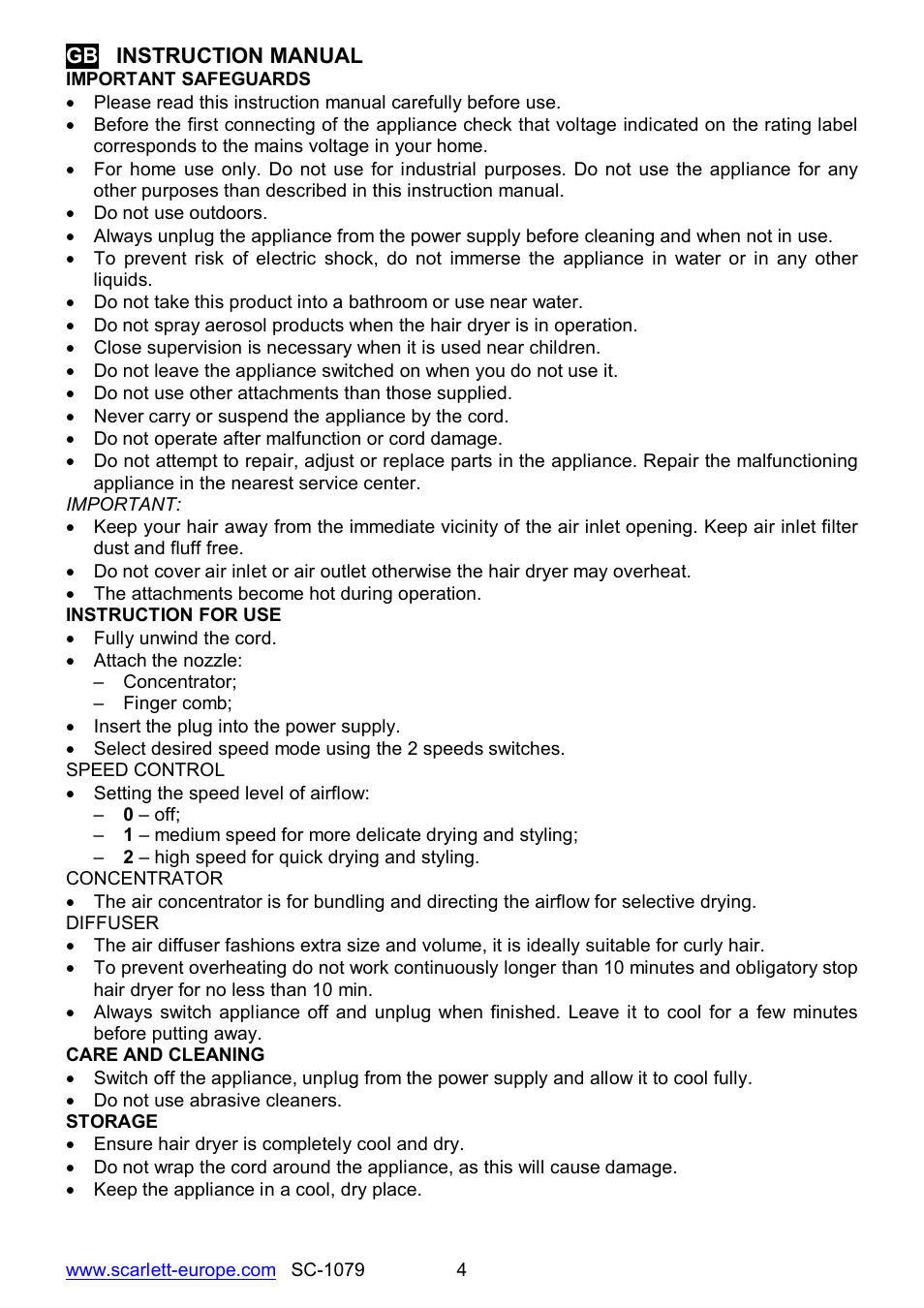 Scarlett SC-1079 User Manual | Page 4 / 19
