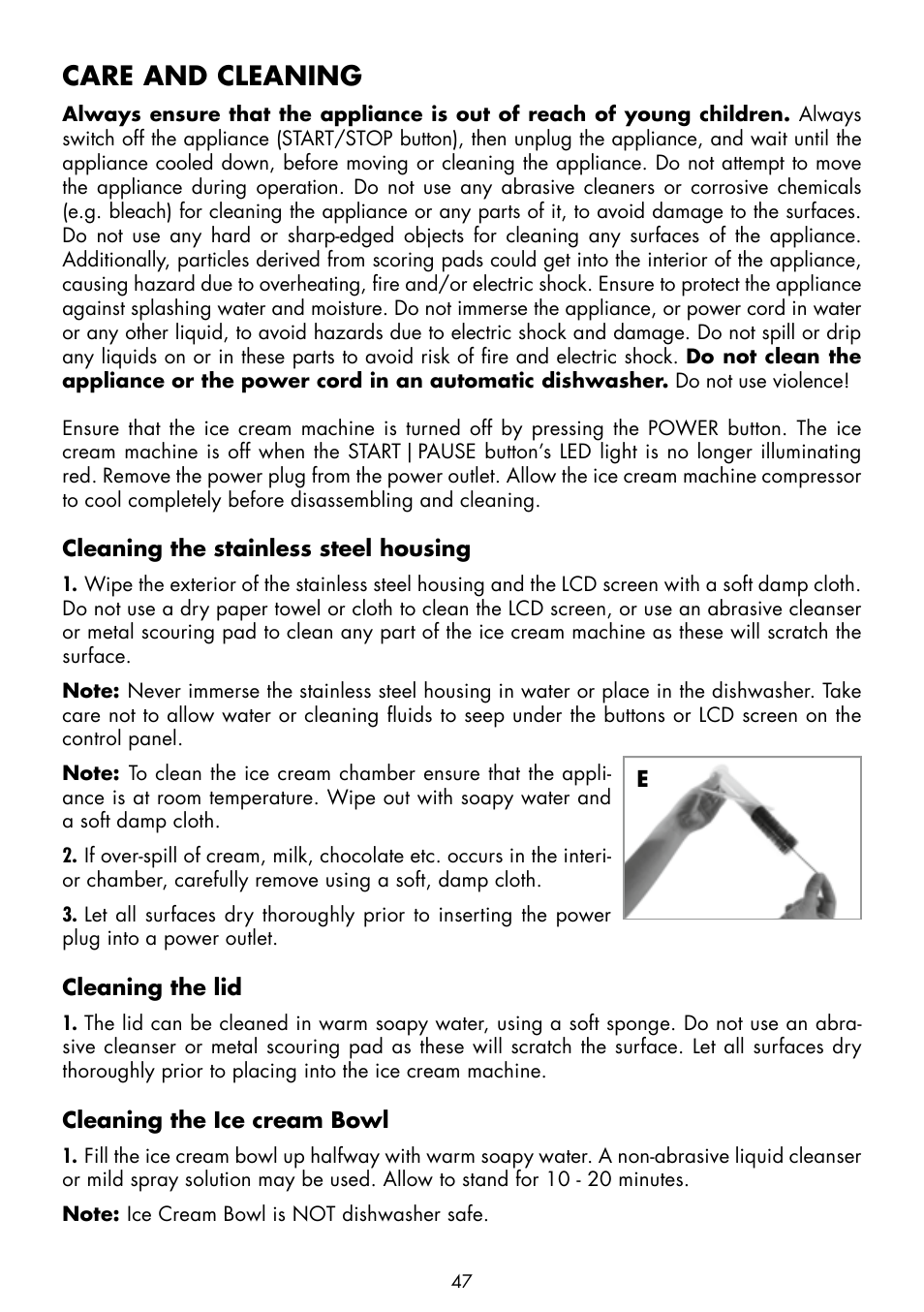 Care and cleaning | Gastroback 42909 Smart Ice Cream Advanced Automatic User Manual | Page 17 / 28