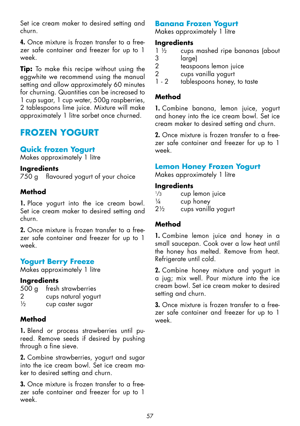 Frozen yogurt | Gastroback 42909 Smart Ice Cream Advanced Automatic User Manual | Page 27 / 28