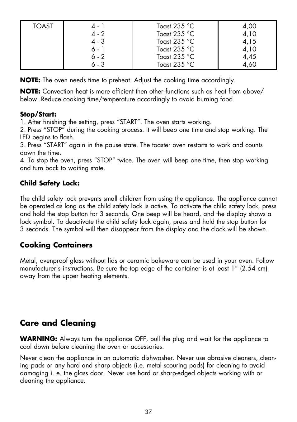 Care and cleaning | Gastroback 42812 Design Bistro Oven Advanced 28L User Manual | Page 13 / 22