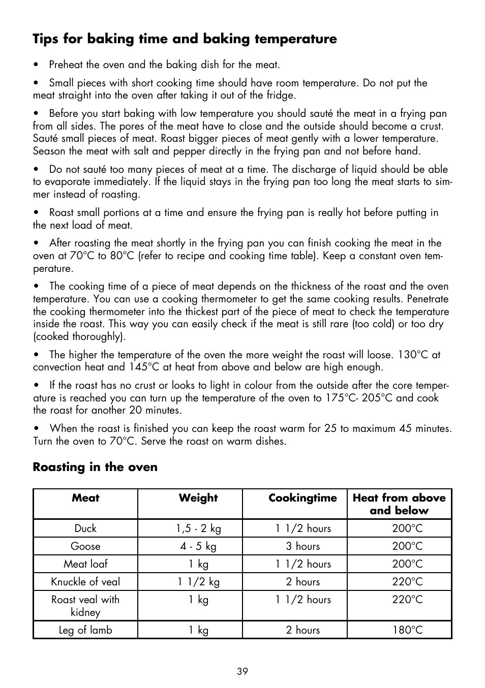 Tips for baking time and baking temperature | Gastroback 42812 Design Bistro Oven Advanced 28L User Manual | Page 15 / 22