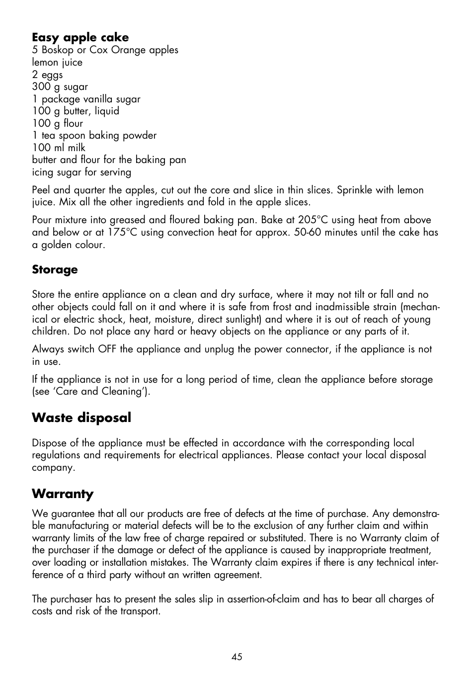 Waste disposal, Warranty | Gastroback 42812 Design Bistro Oven Advanced 28L User Manual | Page 21 / 22
