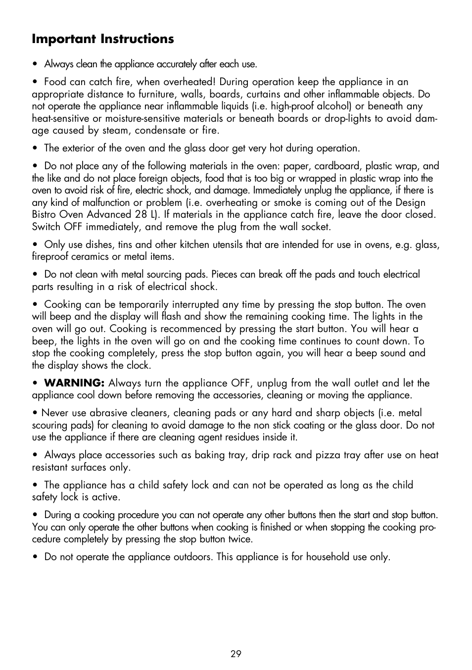 Important instructions | Gastroback 42812 Design Bistro Oven Advanced 28L User Manual | Page 5 / 22