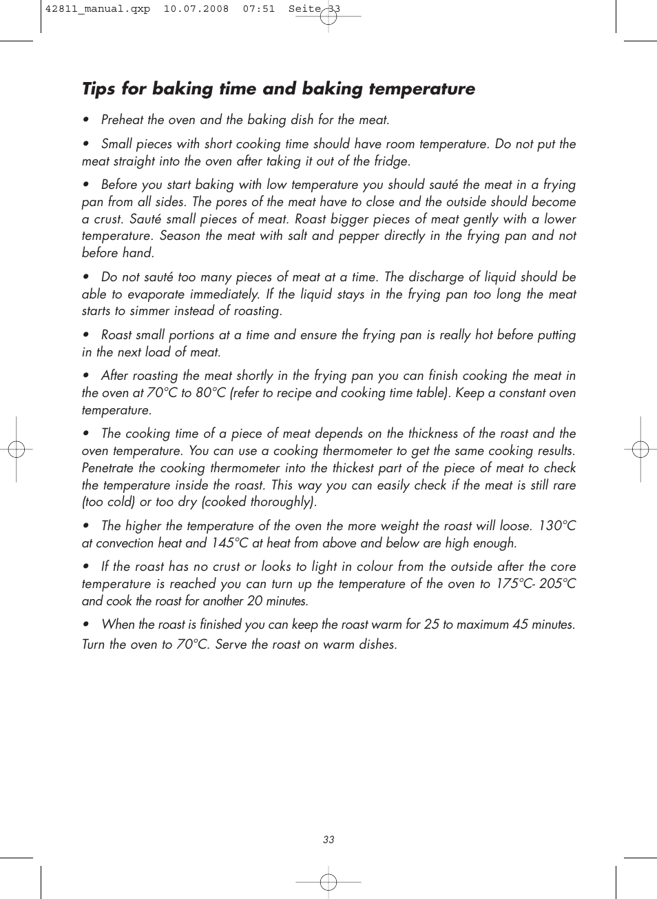 Tips for baking time and baking temperature | Gastroback 42811 Design Bistro Oven Pro 18L User Manual | Page 13 / 20