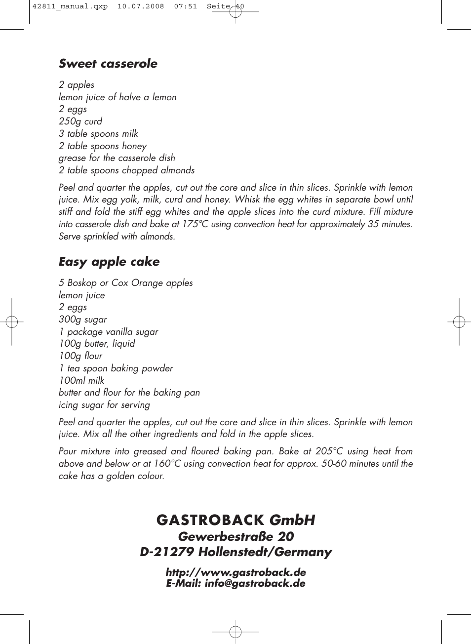 Gastroback gmbh | Gastroback 42811 Design Bistro Oven Pro 18L User Manual | Page 20 / 20