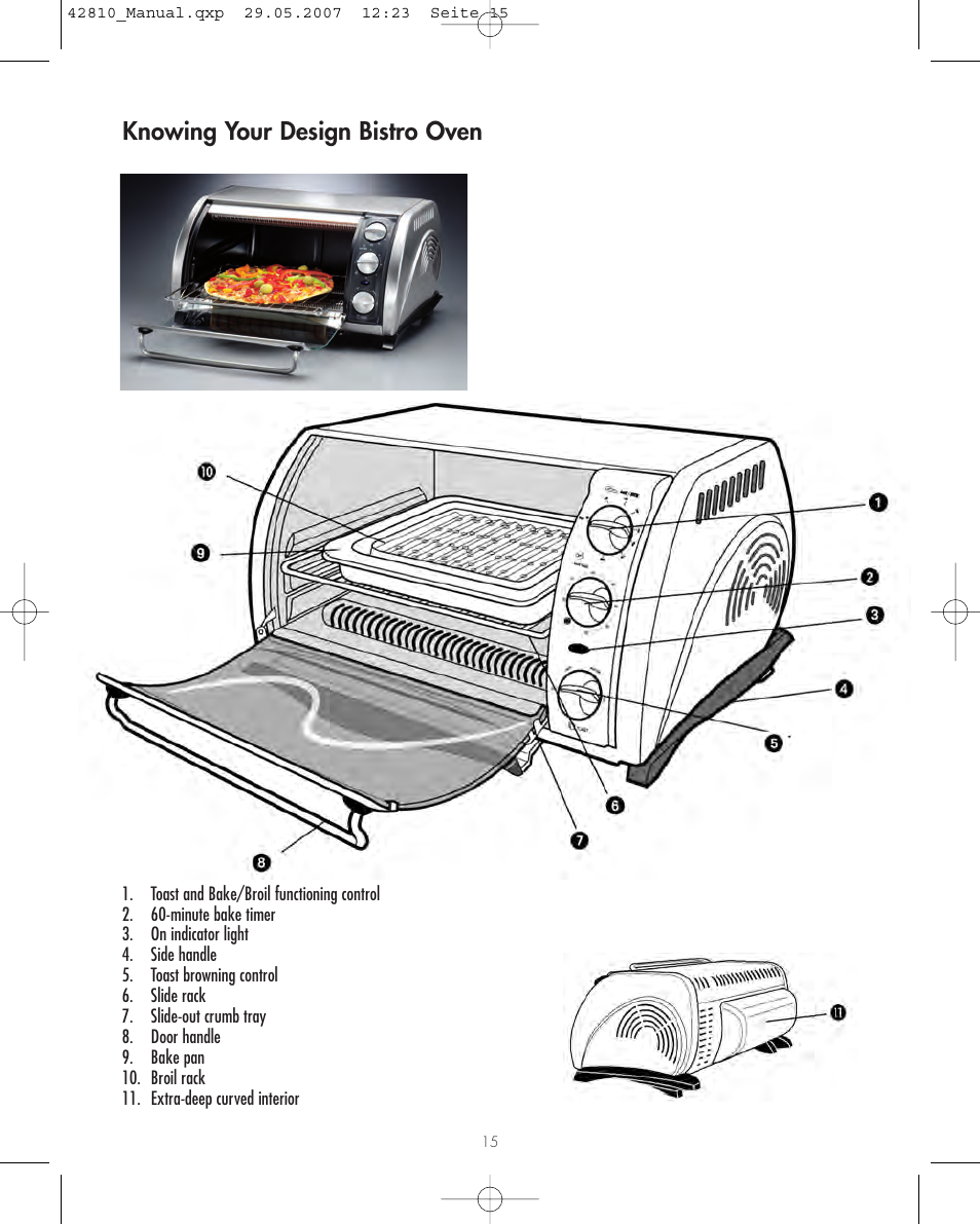 Knowing your design bistro oven | Gastroback 42810 Design Bistro Oven User Manual | Page 2 / 11