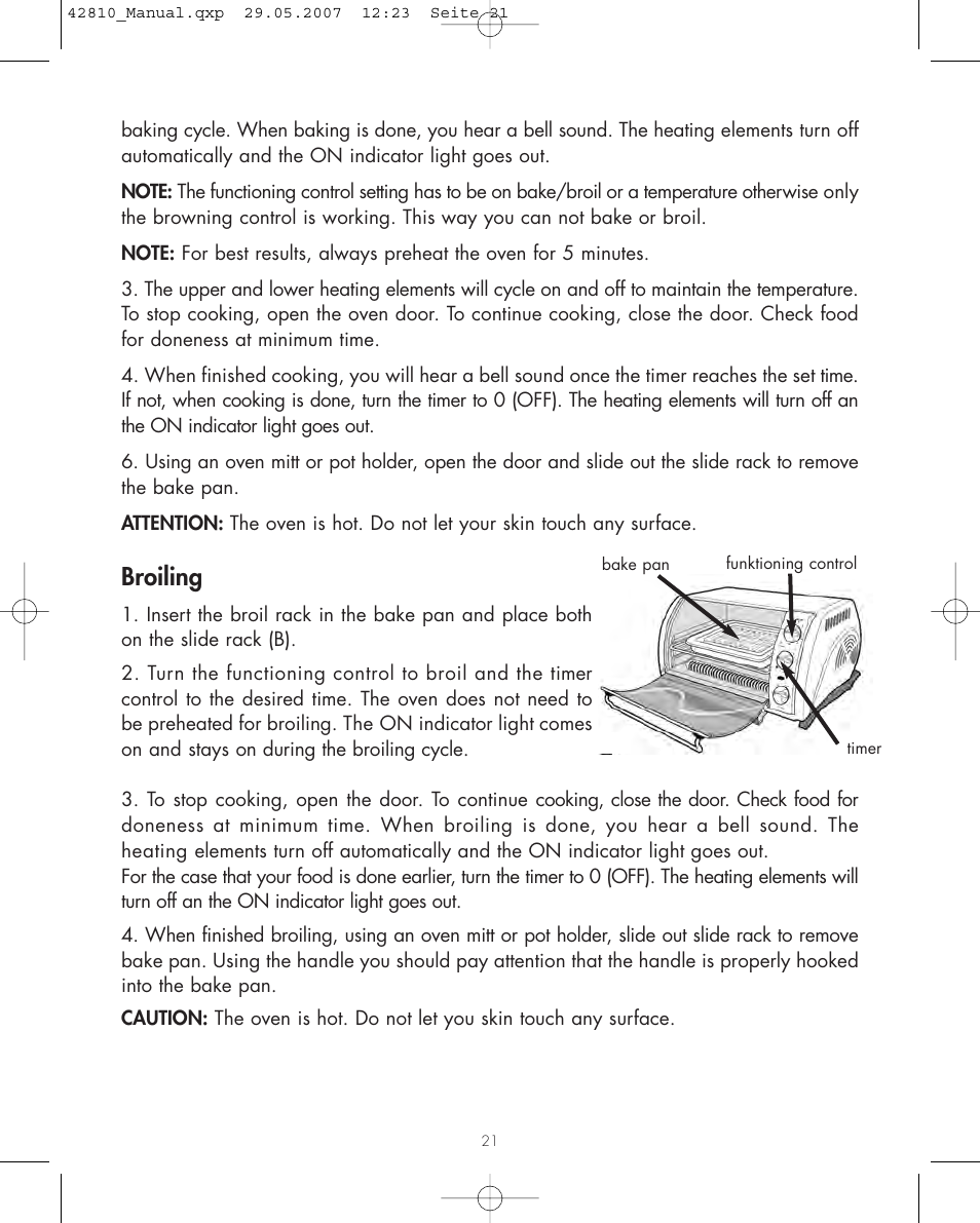 Broiling | Gastroback 42810 Design Bistro Oven User Manual | Page 8 / 11