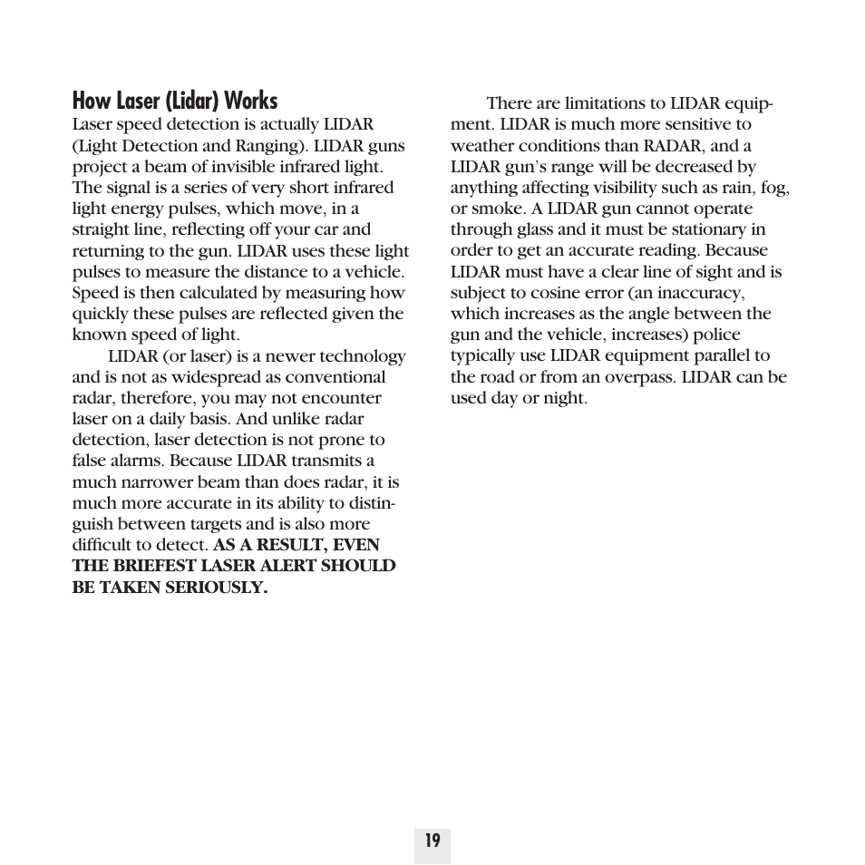 How laser (lidar) works | Beltronics Vector 955 User Manual | Page 21 / 31