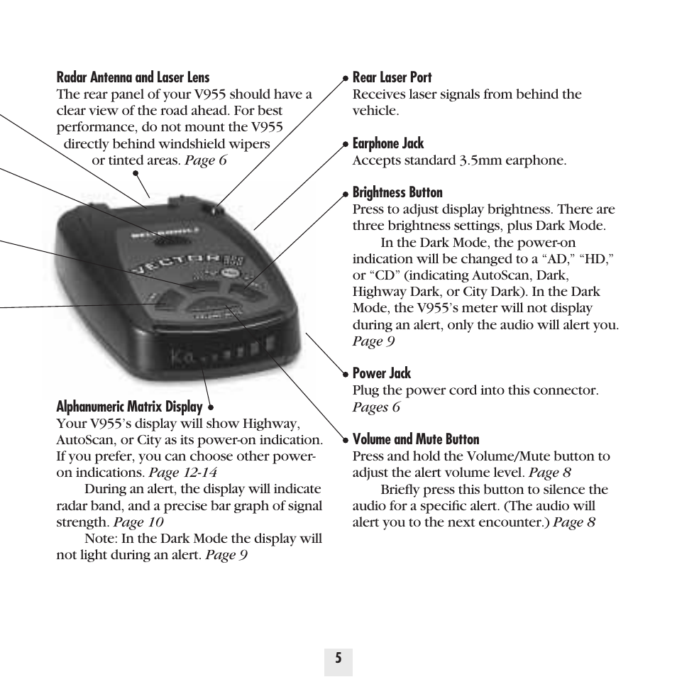 Beltronics Vector 955 User Manual | Page 7 / 31