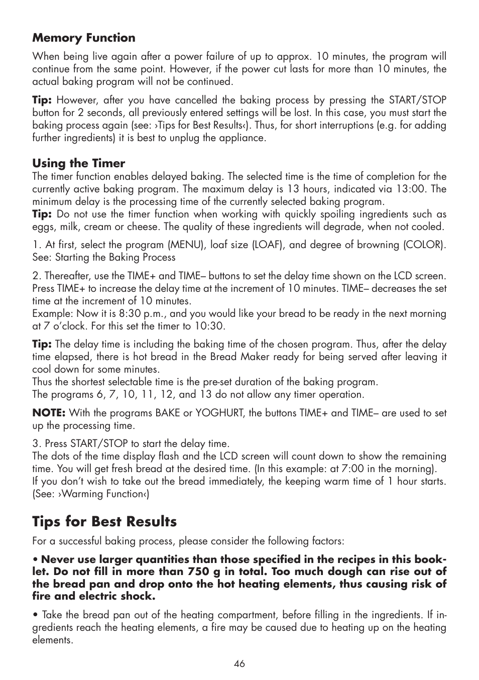 Tips for best results | Gastroback 42820 Design Bread Maker Plus User Manual | Page 14 / 32