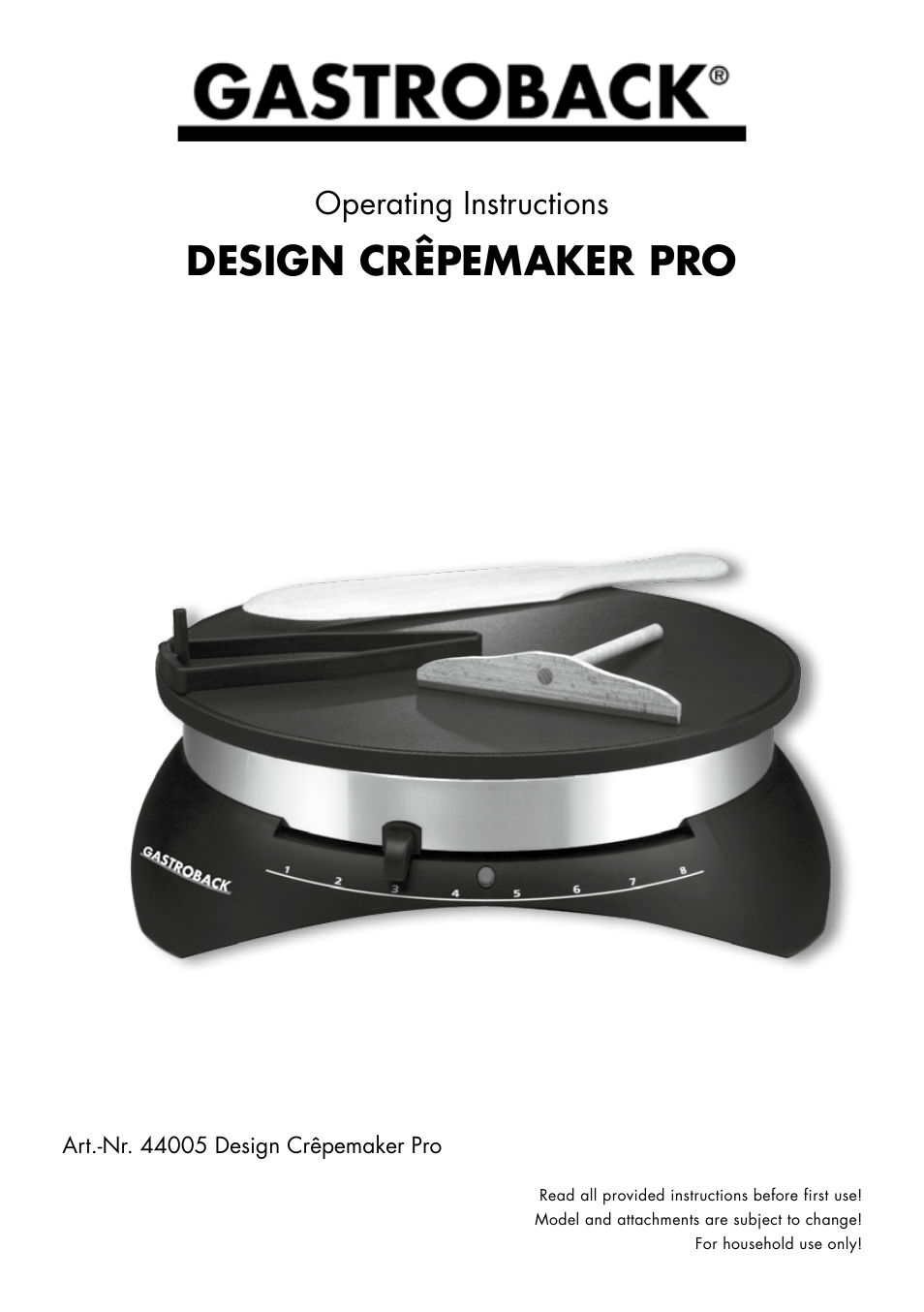 Gastroback 44005 Design Crêpe Maker Pro User Manual | 19 pages