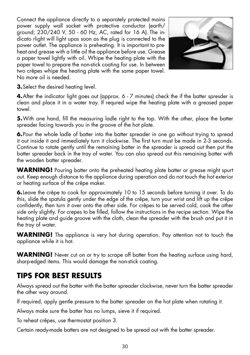 Tips for best results | Gastroback 44005 Design Crêpe Maker Pro User Manual | Page 10 / 19