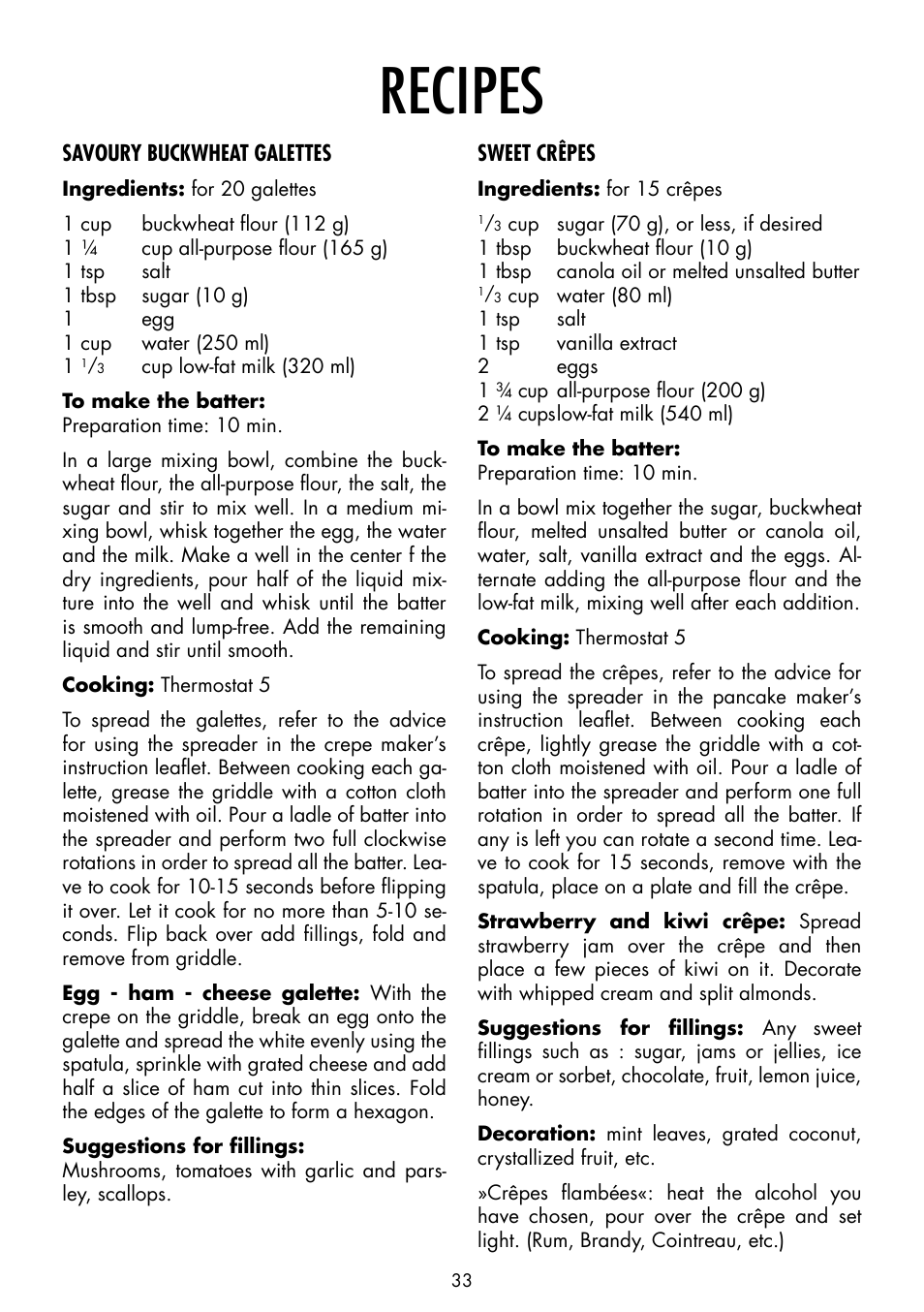 Recipes | Gastroback 44005 Design Crêpe Maker Pro User Manual | Page 13 / 19
